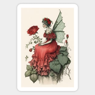 Rose Fairy Vintage Watercolor Magnet